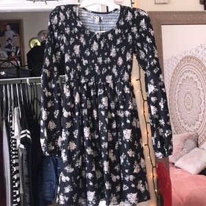 Navy Blue Floral Dress